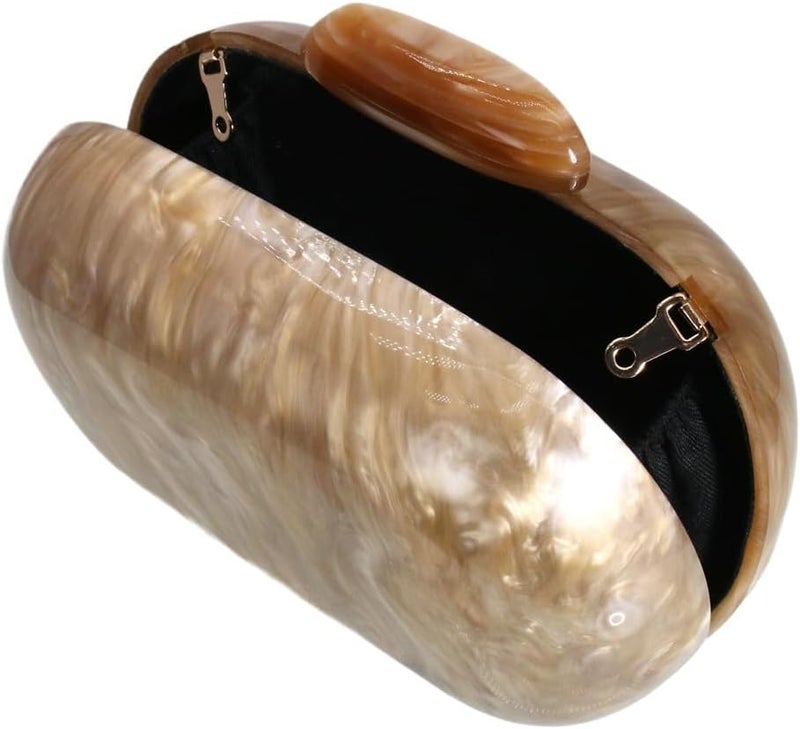 GSYPS Acrylic Evening Clutch Bag for Women Shell Shape Shoulder Crossbody Bag Glitter Marble Purse Handbag - Image 5